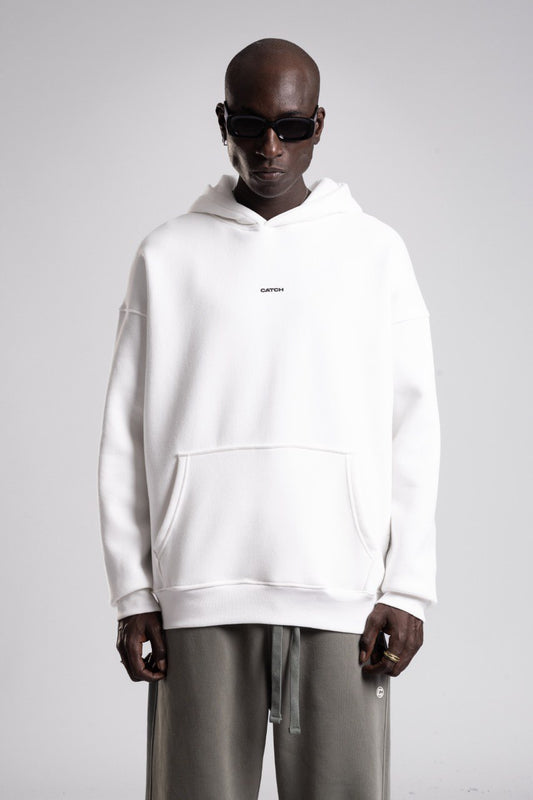 CATCH Minimalist Oversize Beyaz Hoodie