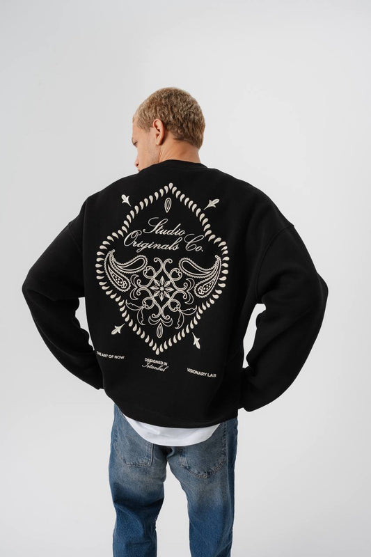 AOversize Paisley Deseni Crewneck Sweatshirt